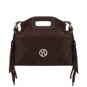 Nomade Pochette in Pelle Scamosciata con Frange Testa di Moro TL142496