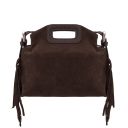 Nomade Pochette in Pelle Scamosciata con Frange Testa di Moro TL142496