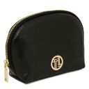 Vera Soft Metallic Leather Toiletry Case Black TL142520