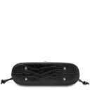 Croque Croc Print Leather Handbag Black TL142510