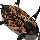 Croque Croc Print Leather Handbag Black TL142510