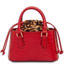 Croque Croc Print Leather Handbag Lipstick Red TL142510
