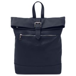 London Soft Leather Backpack Dark Blue TL142502