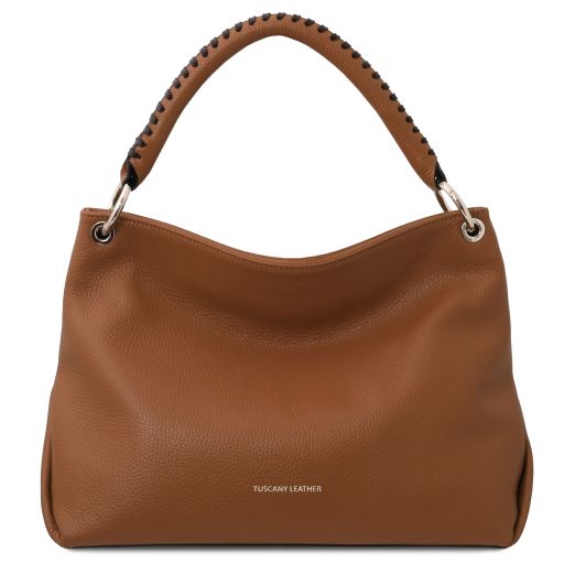 TL Bag Borsa al Hombro en Piel Suave Cognac TL142087