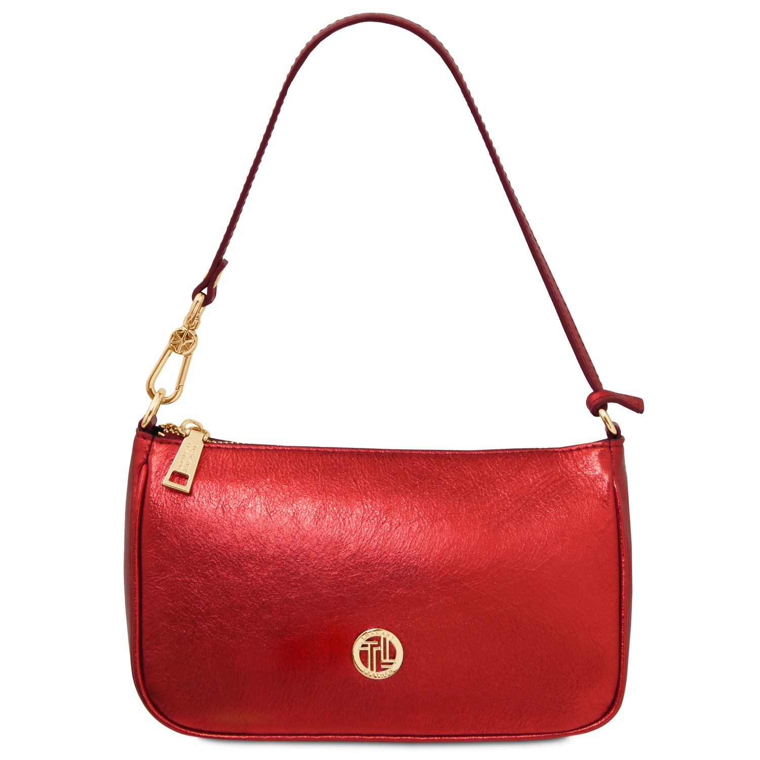 Pochette in pelle metallic Rosso