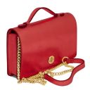 Opera Pochette in Pelle Metallic con Tracolla a Catena Rosso TL142519