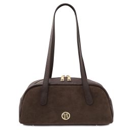 Eclaire Suede Leather Shoulder bag Dark Brown TL142516