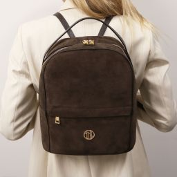 Volta Suede Leather Backpack Dark Brown TL142517