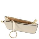 Porte Cartes en Cuir Avec Poignée Beige TL142544