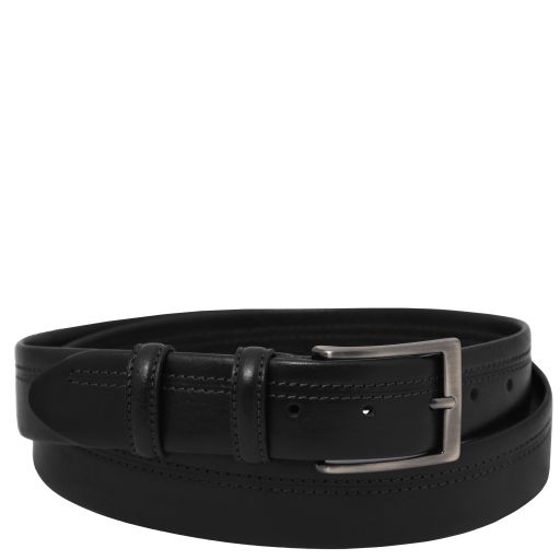 Classic 35mm Tubular Leather Belt Black TL142530