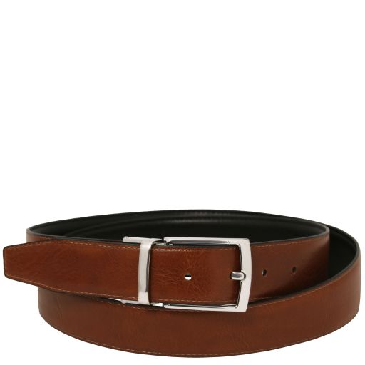 Ceinture élégante Réversible 35mm en Cuir Lisse Marron TL142541