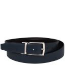 Elegant Double-sided Leather Belt 35mm in Smooth Leather Dark Blue TL142541