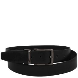 Elegant Double-sided Leather Belt 35mm in Smooth Leather Black TL142542