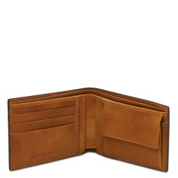 Exclusive 2 Fold Leather Wallet for men With Coin Pocket Natural TL142552