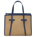 Frame Sac à Bandoulière en Raphia Bleu TL142566