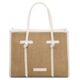 Frame Borsa a Spalla in Rafia Bianco TL142566