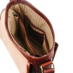 TL Messenger Bolso en piel con bandolera 1 compartimento - Tamaño medio Marrón TL141301