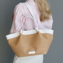 Soleil Bolso Shopping en Rafia Blanco TL142567