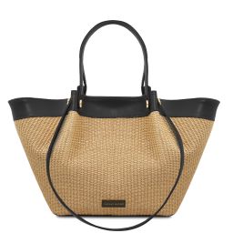Soleil Shopping Tasche aus Raffia Schwarz TL142567