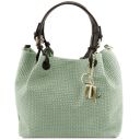 TL KeyLuck Borsa Shopping in Pelle Stampa Intrecciata Verde Menta TL141573
