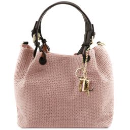 TL KeyLuck Borsa Shopping in Pelle Stampa Intrecciata Nude TL141573