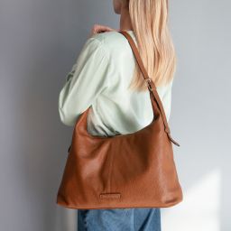 Plenia Leather Shopping bag Cognac TL142569