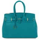 TL Bag Leather Handbag With Golden Hardware Turquoise TL141529