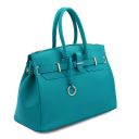 TL Bag Leather Handbag With Golden Hardware Turquoise TL141529