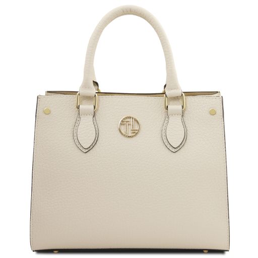 Croque Leather Handbag Beige TL142565