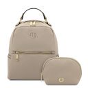 Mauritius Sac à dos en Cuir Souple et Trousse de Toilette en Cuir Souple Taupe clair TL142611