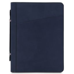 Cesare Leather Document Case With Handle and Ring Binder Dark Blue TL142554