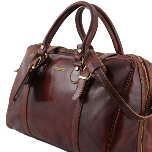 small leather duffle bags