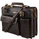 Venezia Leather Briefcase 2 Compartments Dark Brown TL10020