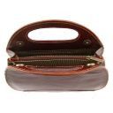 Carmen Leather Handbag With Oval Cut-out Handle Brown TL6088
