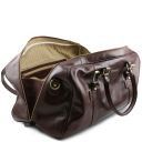 TL Voyager Leather Travel bag With Front Straps - Large Size Dark Brown TL141248