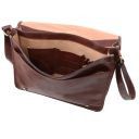 TL Messenger Two Compartments Leather Shoulder bag - Large Size Brown TL141254