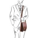 Roby Leather Crossbody bag for men With Front Straps Мед TL141406