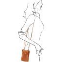 TL Bag Mini Schulter-Handytasche aus Weichem Leder Dunkelblau TL141423