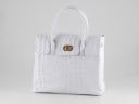 Erika Lady bag in Croco Look Leather - Small Size White TL140846