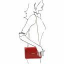Iride Leather Clutch With Chain Strap Red TL141567
