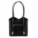 Patty Saffiano Leather Convertible Backpack Shoulderbag Black TL141455
