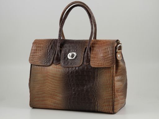 Erika Croco Printed Leather bag - Large Size Коньяк TL140920