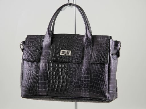 Eva Croco Look Leather Handbag - Small Size Черный TL140924