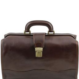 Raffaello Klassische Doktortasche aus Leder mit Schnalle Dunkelbraun TL10077