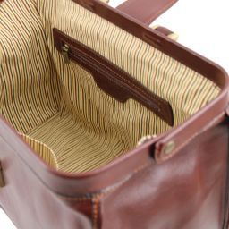 Raffaello Klassische Doktortasche aus Leder mit Schnalle Dunkelbraun TL10077