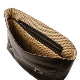 Trieste Elégante serviette pour portable en cuir avec 2 compartiments Marron foncé TL141662