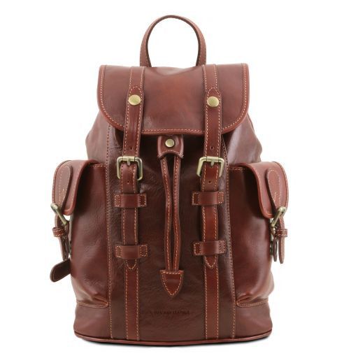 Nara Leather Backpack With Side Pockets Коричневый TL141661