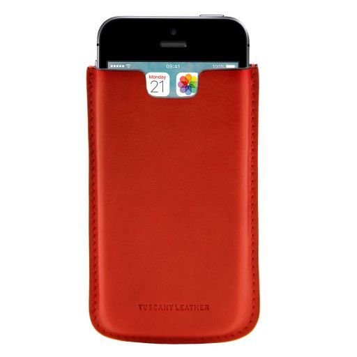 Эксклюзивный кожаный чехол для IPhone SE/5s/5 Оранжевый TL141128
