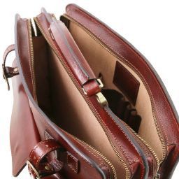 Venezia Porta folios en piel con 2 compartimentos y cierre de cremallera Rojo TL141268