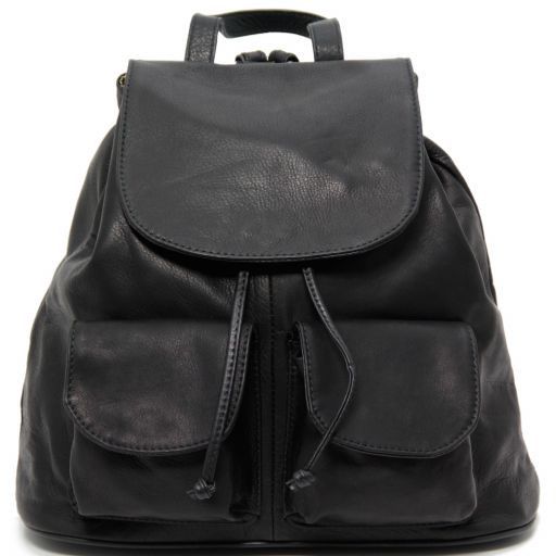 Seoul Leather Backpack Large Size Black TL90142